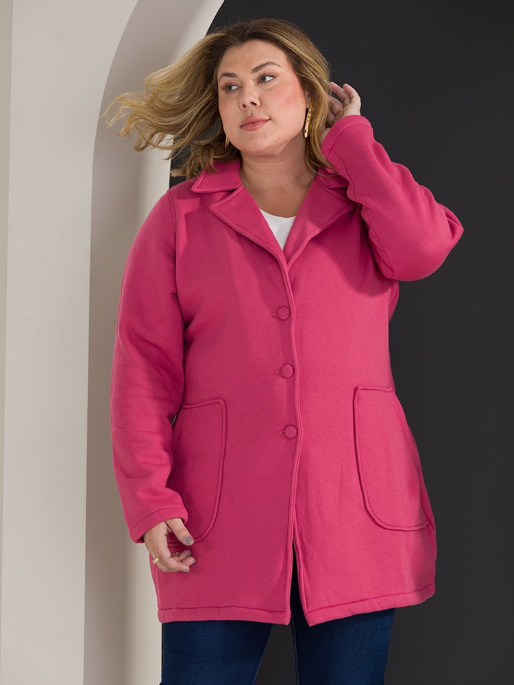 Casaco de Moletom Feminino Plus Size Over Imagem 4