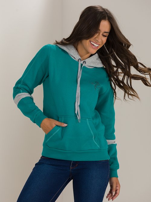 Blusa Feminina Moletom Inverno Little Heart Capuz (Verde)