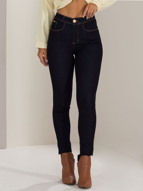 Calça Feminina Jeans Skinny Tradicional (Azul Escuro)