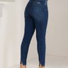 01 calca feminina jeans skinny barra em v azul 40