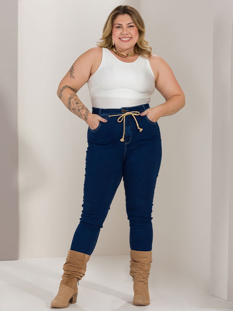Cal&ccedil;a Feminina Skinny Jeans Plus Size Imagem 2