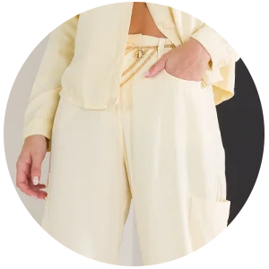 calca feminina wide leg amarela