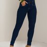 01 calca feminina jeans skinny lycra cintura alta azul 38