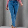 07 calca feminina jeans skinny pespontada azul 42