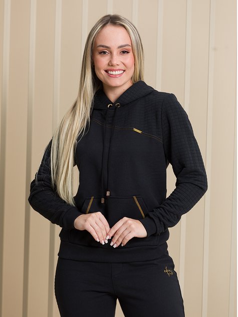 06 conjunto de moletom feminino inverno capuz com cordao
