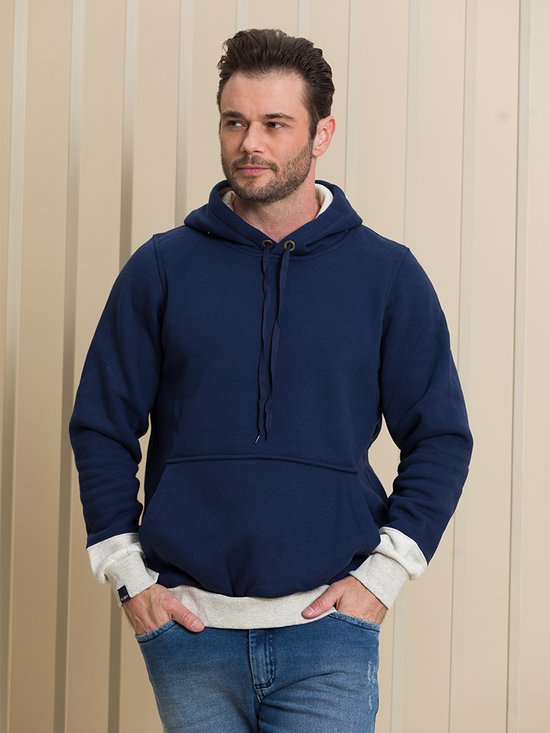 Blusão Masculino Moletom Inverno Capuz (Azul Cinza)