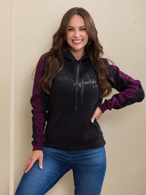 Blusa Feminina de Moletom Everything Bolso Canguru (Preto)