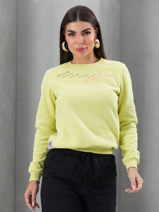 Blusa Feminina Moletom sem Capuz Básica Gola O (Amarelo)