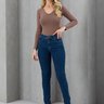 04 calca feminina jeans cigarrete skinny escura azul 42