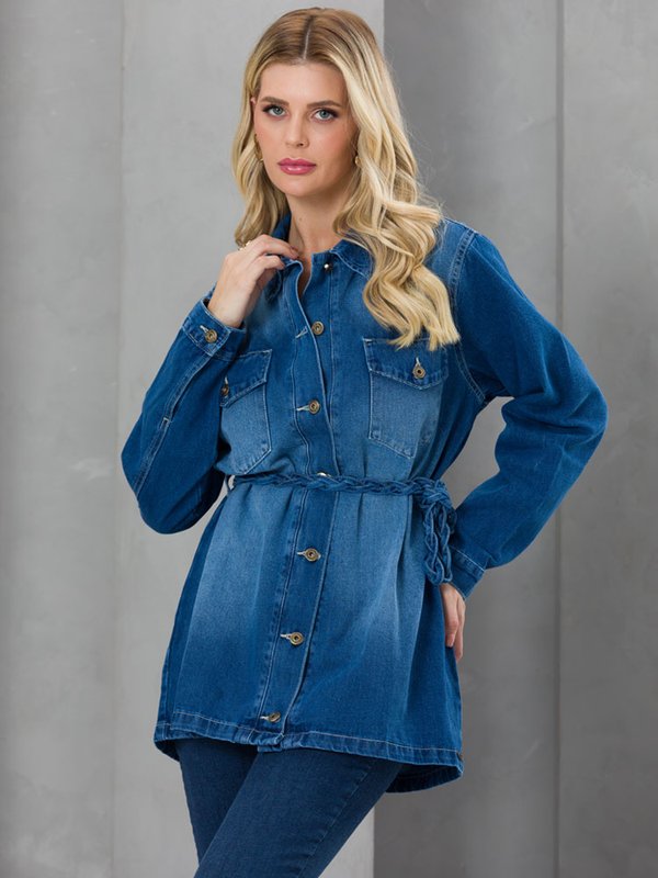 Casaco Jeans Feminino Sobretudo Jeans 2019 Shop Jaqueta Jeans