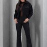 03 calca feminina sarja boot cut nao desbota preto 44