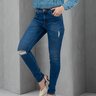02 calca feminina jeans skinny safira destroyed azul 42