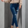 07 calca feminina jeans skinny destroyed azul 42
