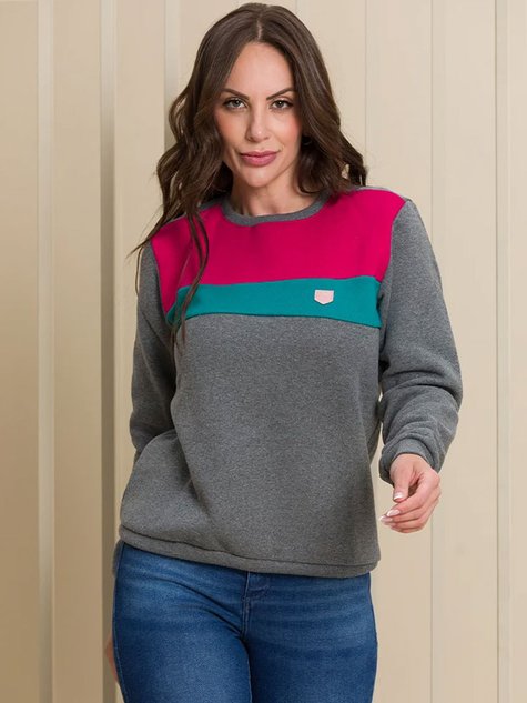 HOT Blusa Feminina Blusa Moletom Gola Redonda Blusa