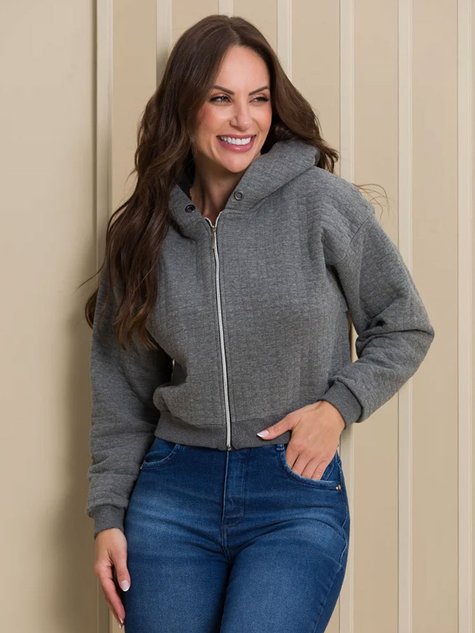 Jaqueta de Moletom Cropped Feminina