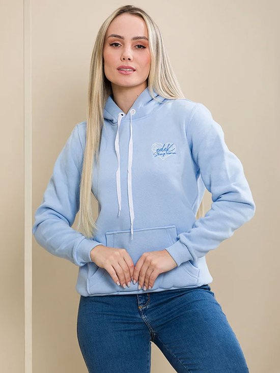Moletom Feminina Moletom Cor Pastel Blusa De Moletom Feminina Beautiful  (Azul)