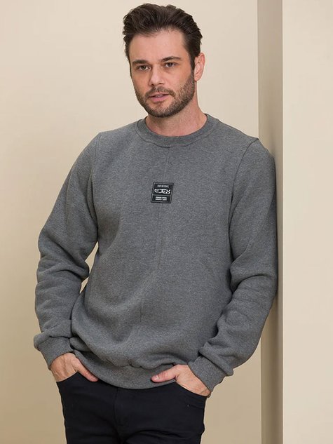 Blusão de Moletom Masculino Inverno Gola O (Cinza)