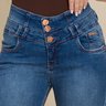 01 calca feminina jeans cropped efeito lipo azul 38