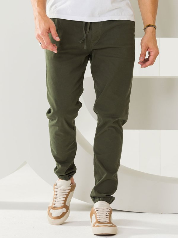 Calça Masculina Sarja Jogger Cós Elástico Calça Masculina Sarja Jogger Cós Elástico