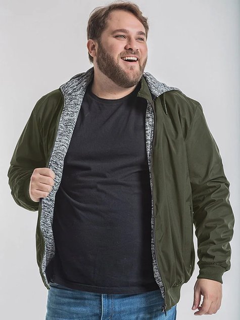 Jaqueta Masculina Nylon Dupla Face Mescla Plus Size (Verde)