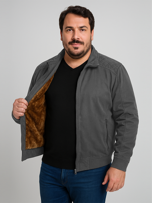 01 jaqueta masculina sarja forrada plus size grafite g2