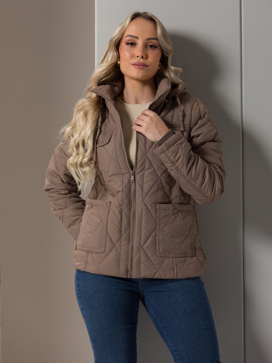 Jaqueta Feminina Nylon Forro Flanelado (Caqui) - Main Image