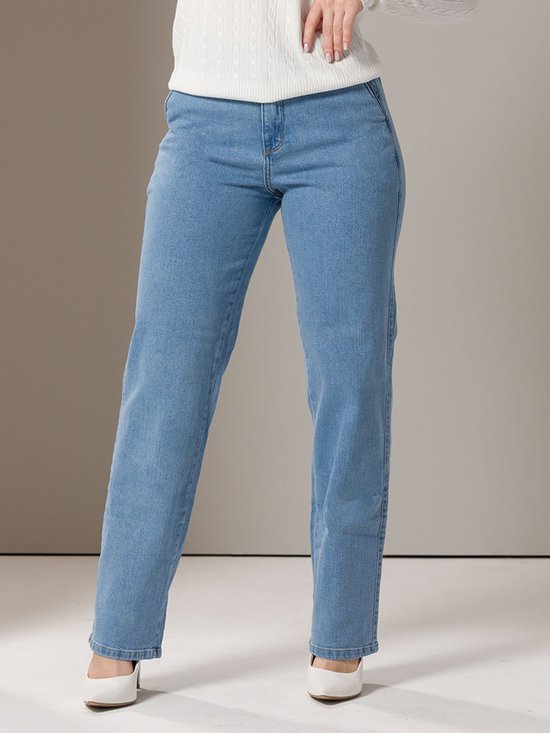 Calça Jens Feminina Wide Leg Reta (Azul Claro)