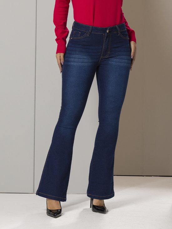Calça Feminina Jeans Flare Tex Denim (Azul Escuro)