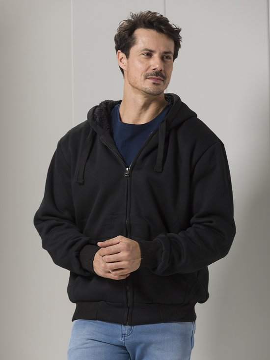 Jaqueta Masculina de Moletom Forrada (Preto)