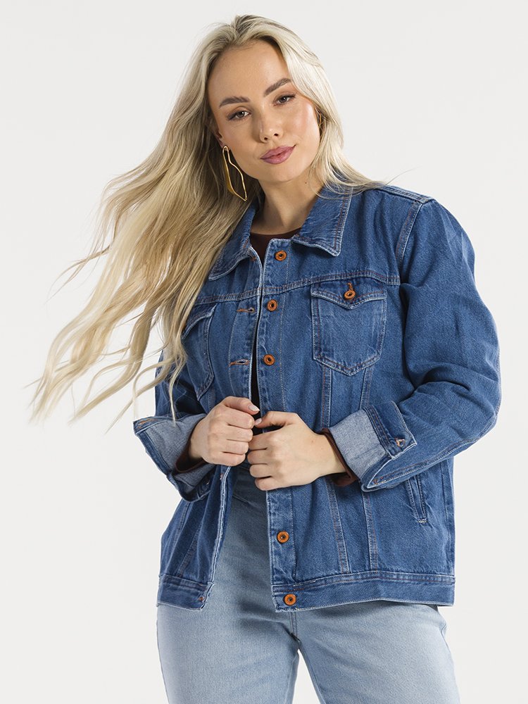 Jaqueta Feminina Jeans Confort Tradicional (Azul)