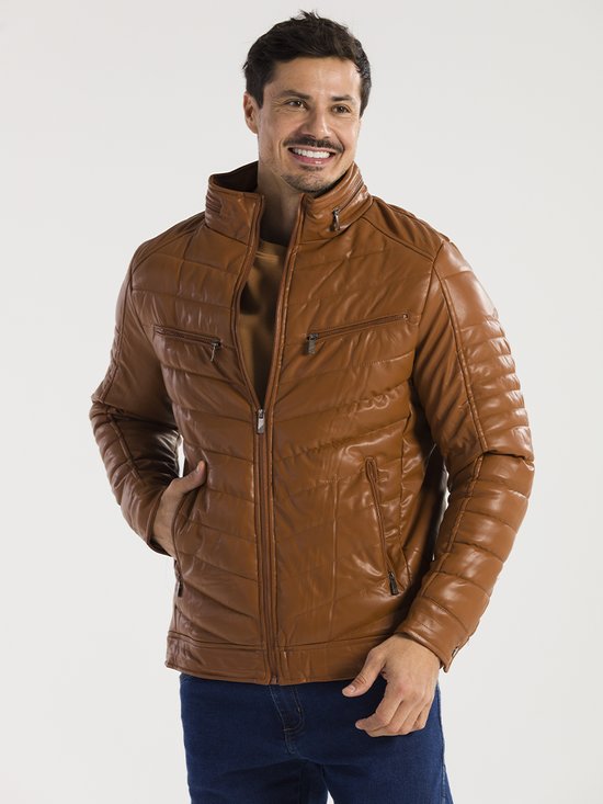 Jaqueta Masculina Couro Ecológico Forrada (Marrom)
