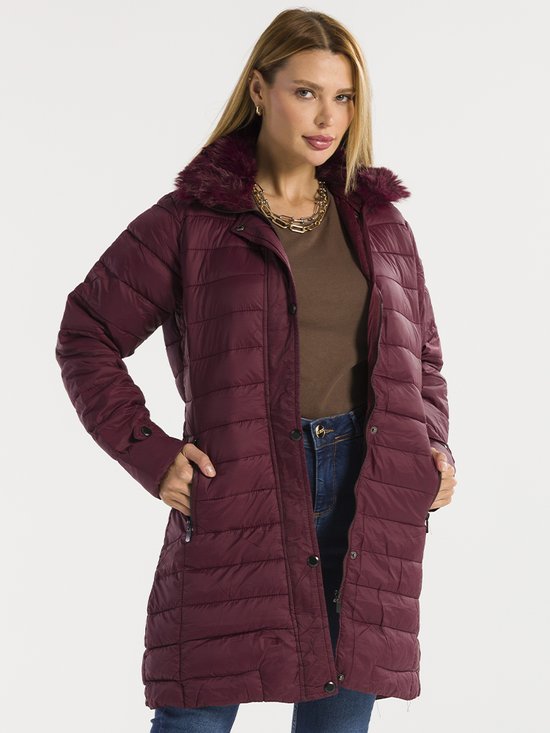 Sobretudo Feminino Nylon Bobojaco Impermeável (Bordô)