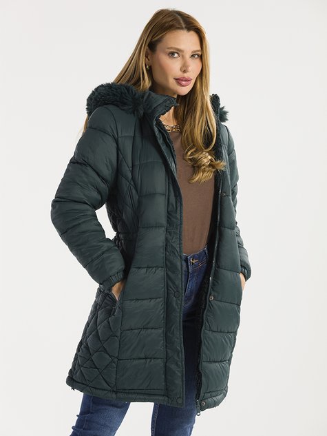 Sobretudo Feminino Nylon Matelassê Forrado (Verde)