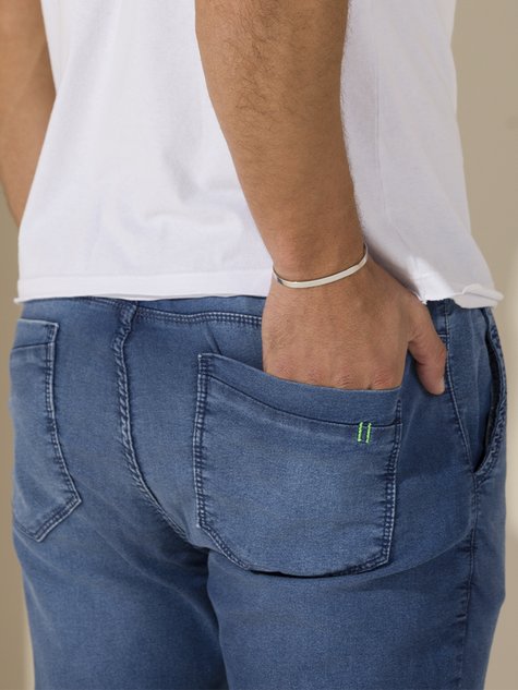 06 calca masculina jeans jogging cordao verde azul 40