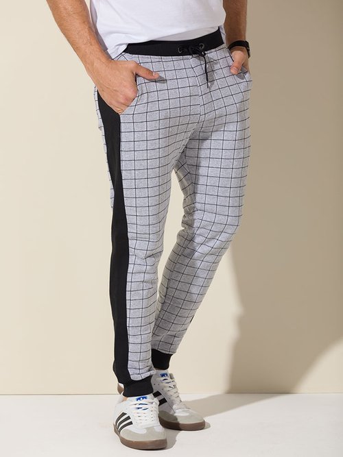 Calça Masculina Moletom Jogging Quadriculado (Mescla)