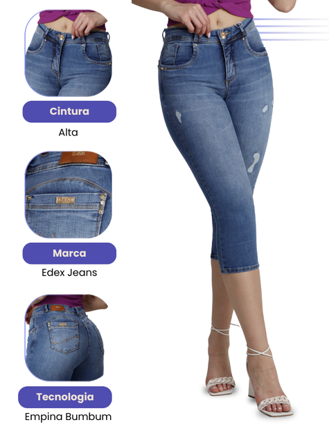 01 calca feminina jeans cropped puidos modeladora
