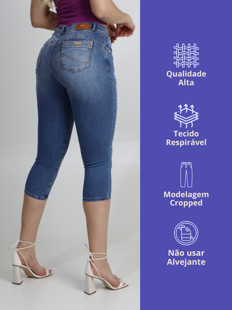 02 calca feminina jeans cropped puidos modeladora