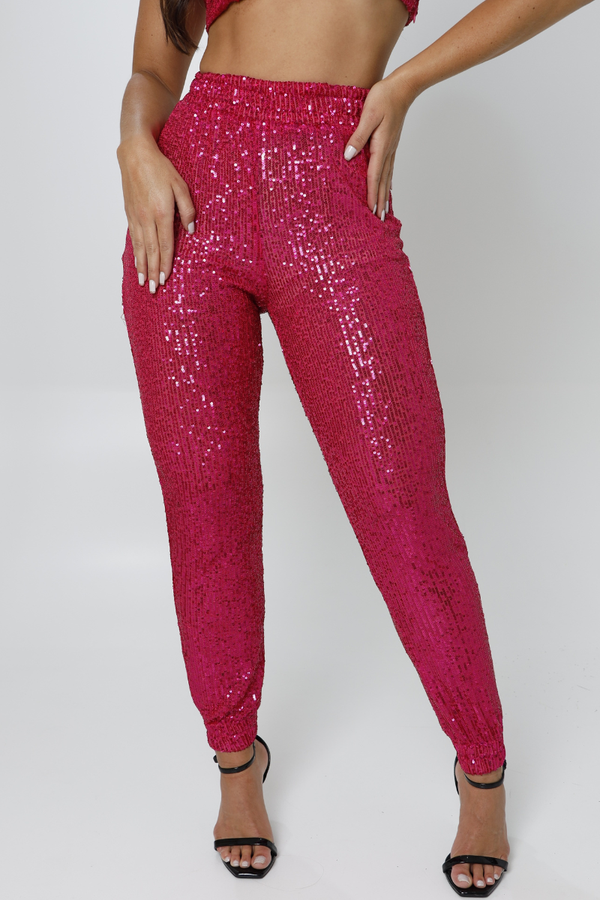 Calça Feminina Jogging Paetê Transparência Calça Feminina Jogging Paetê Transparência