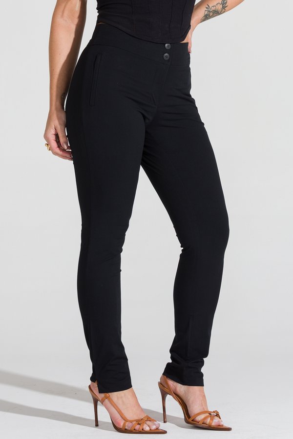 Calça Feminina Tecido Social Alfaiataria Bolso Embutido