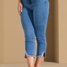 04 calca feminina jeans capri barra diferenciada azul 42