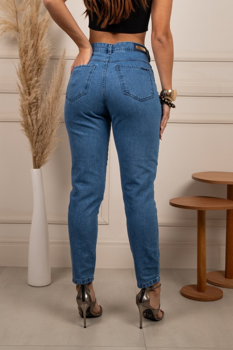 Calça Feminina Mom Jeans Confort Cintura Alta Imagem 2