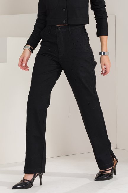 03 calca feminina jeans reta social preto 42