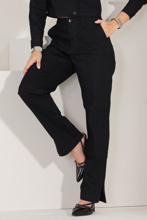 05 calca feminina jeans reta social preto 42