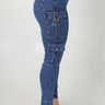 04 calca feminina jeans jogging cargo azul 40