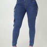 05 calca feminina jeans jogging cargo azul 40