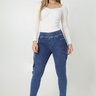 06 calca feminina jeans jogging cargo azul 40