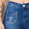 05 calca feminina jeans skinny perolas azul 40