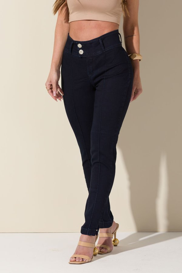 Calça Feminina Jeans Cropped Pespontada sem Bolsos Calça Feminina Jeans Cropped Pespontada sem Bolsos
