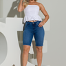 06 bermuda feminina jeans ciclista strass dourados azul 36