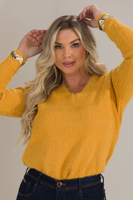 22 blusa feminina de fio mousse manga longa gola v